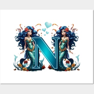 Mermaid Alphabet The Letter N Posters and Art